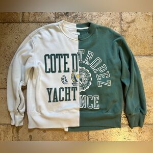 Abercrombie & Fitch Green and White Crewneck Sweater